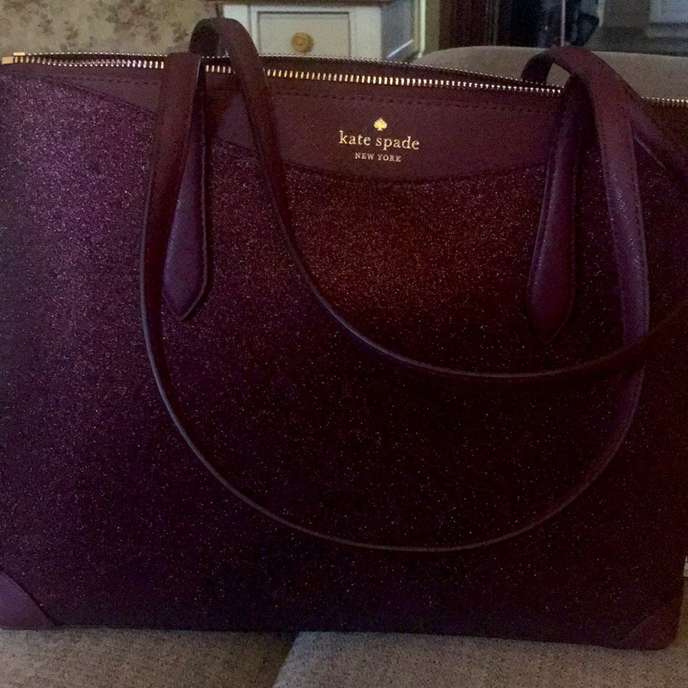 New Kate Spade tote/ glitter / plum